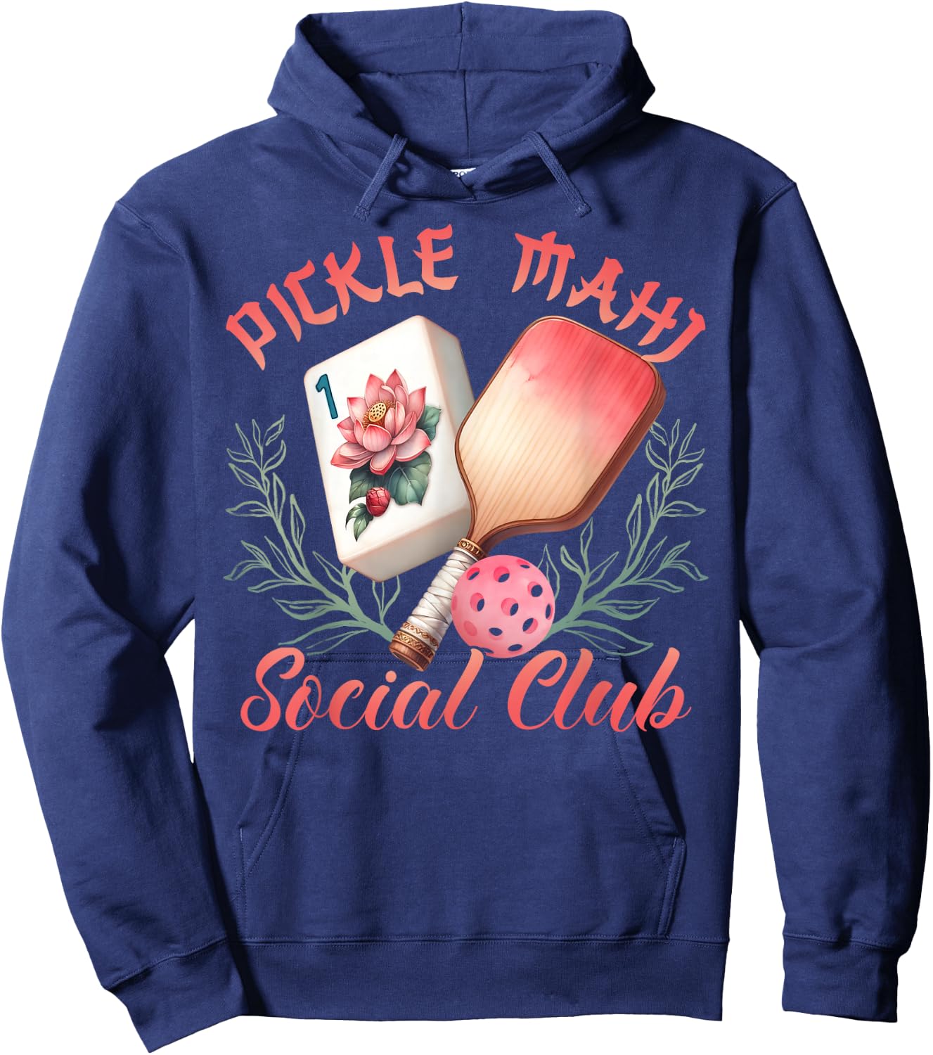 Pickleball Mahjong Lovers Funny Pickle Mahj Social Club Hoodie - Hoodie | Navy