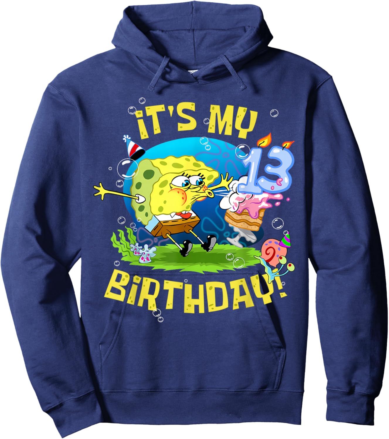 Spongebob It's My 13th Birthday Cake Kids Thirteen Spongebob Hoodie - Hoodie | Navy
