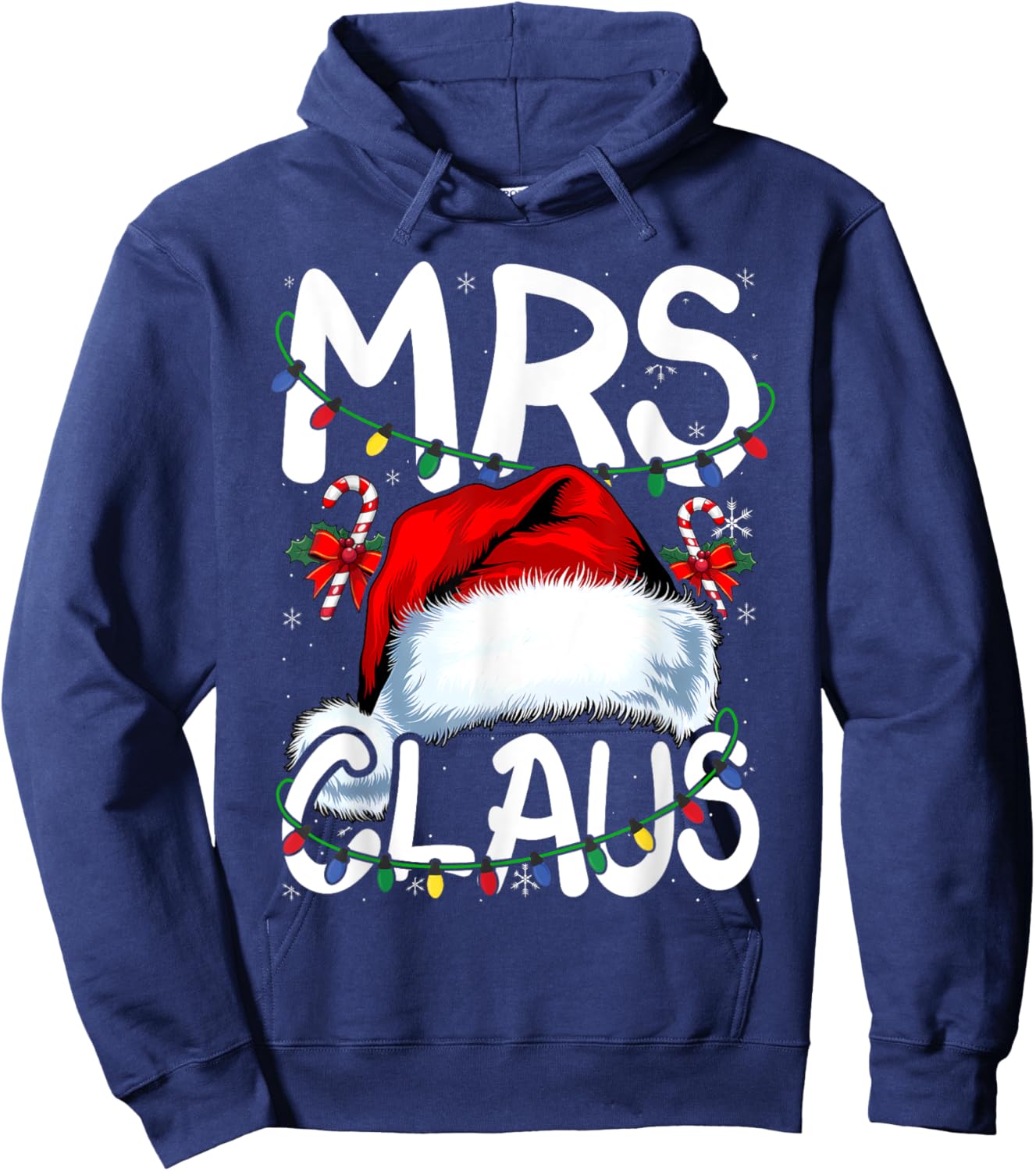 Mr and Mrs Claus Couples Matching Christmas Pajamas Santa Hoodie - Hoodie | Navy