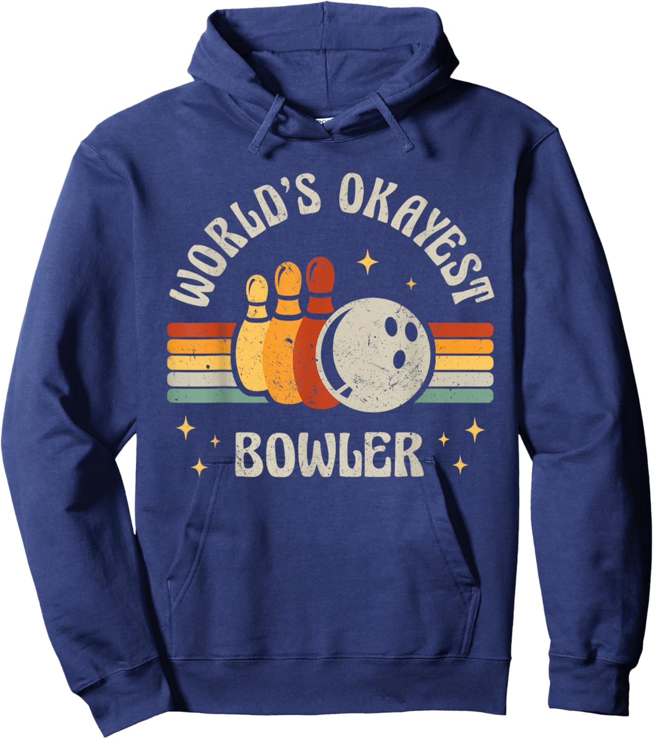 Funny Retro Bowling World's Okayest Bowler Vintage Bowler Hoodie - Hoodie | Navy