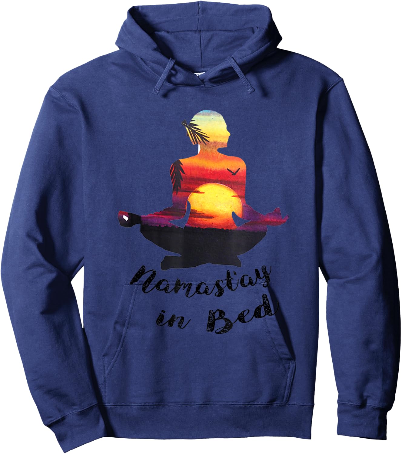 Funny Namastay in Bed Yoga Lover Novelty Gift Men Hoodie - Hoodie | Navy