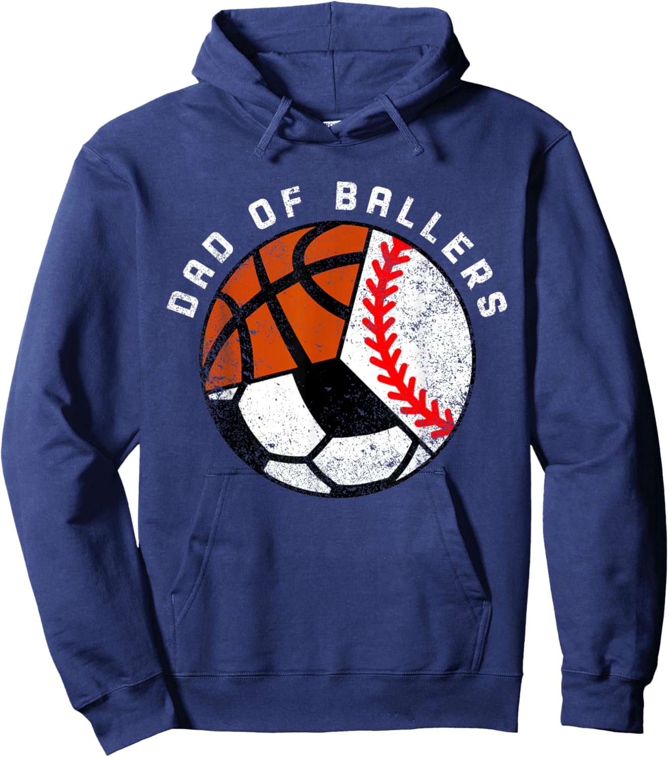 Dad Of Ballers Funny Baseball Soccer Basketball Dad Hoodie - Hoodie | Navy