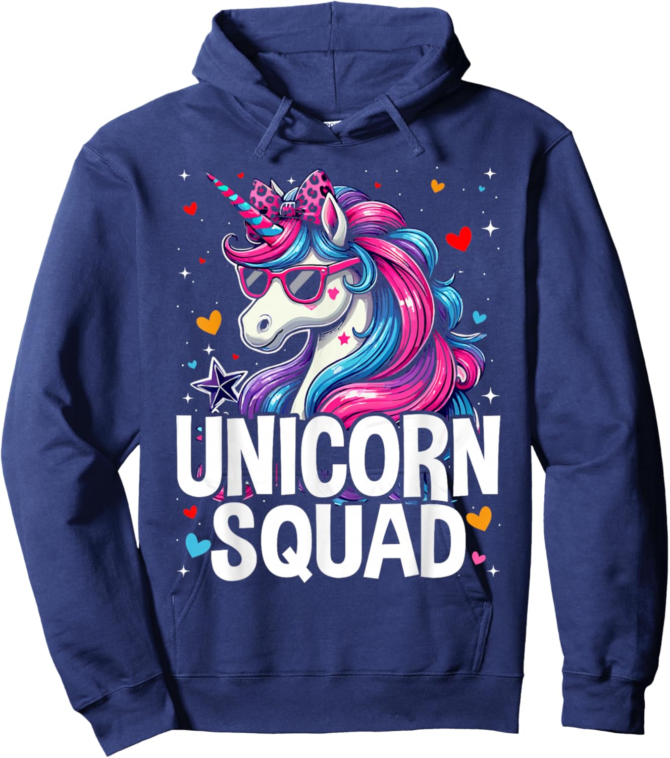Unicorn Squad - Graceful Unicorn with Leopard Bandana Hoodie - Hoodie | Navy