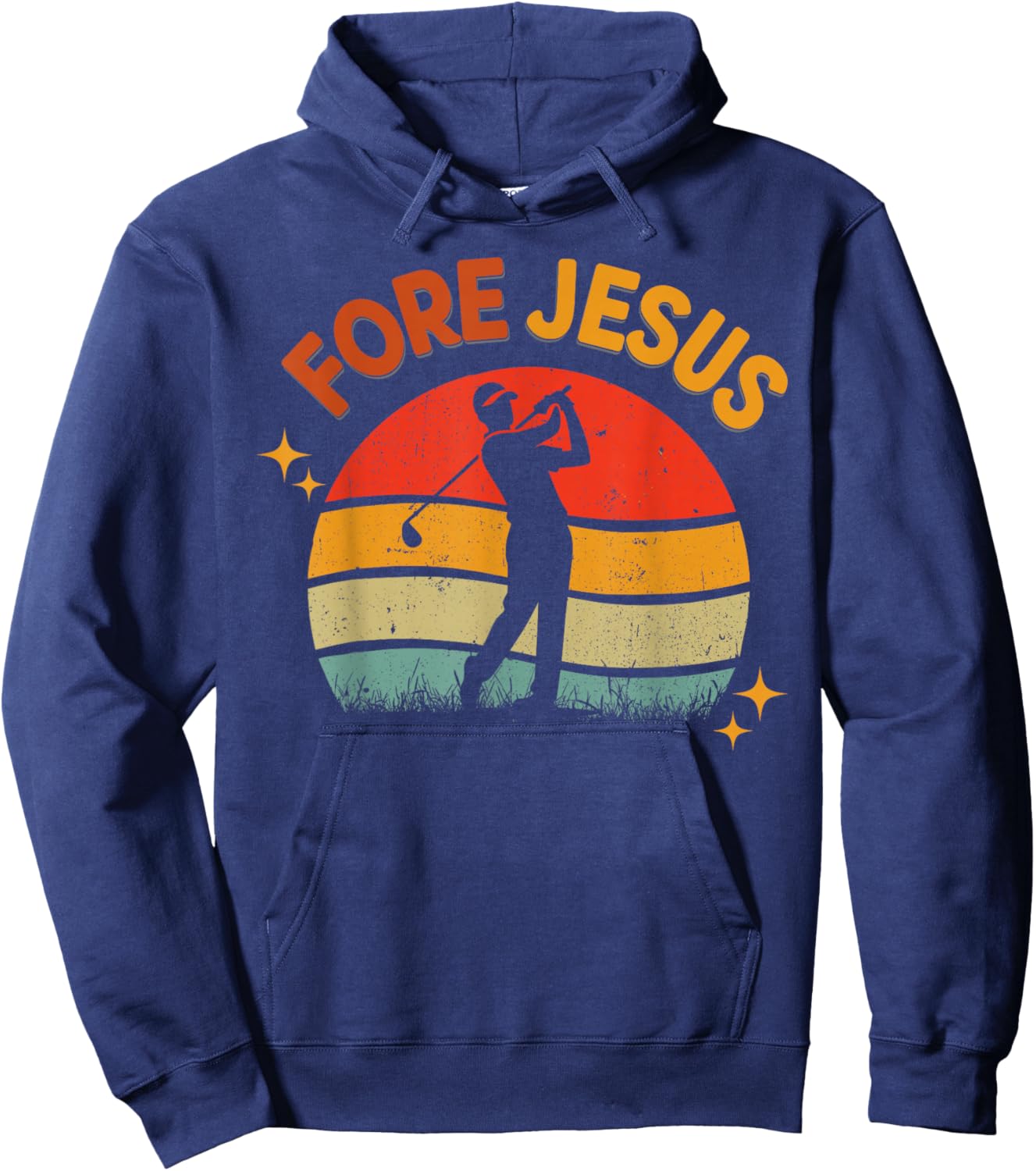 FORE Jesus Christian Golf Retro 70s Religious Golfing Men's Hoodie - Hoodie | Navy
