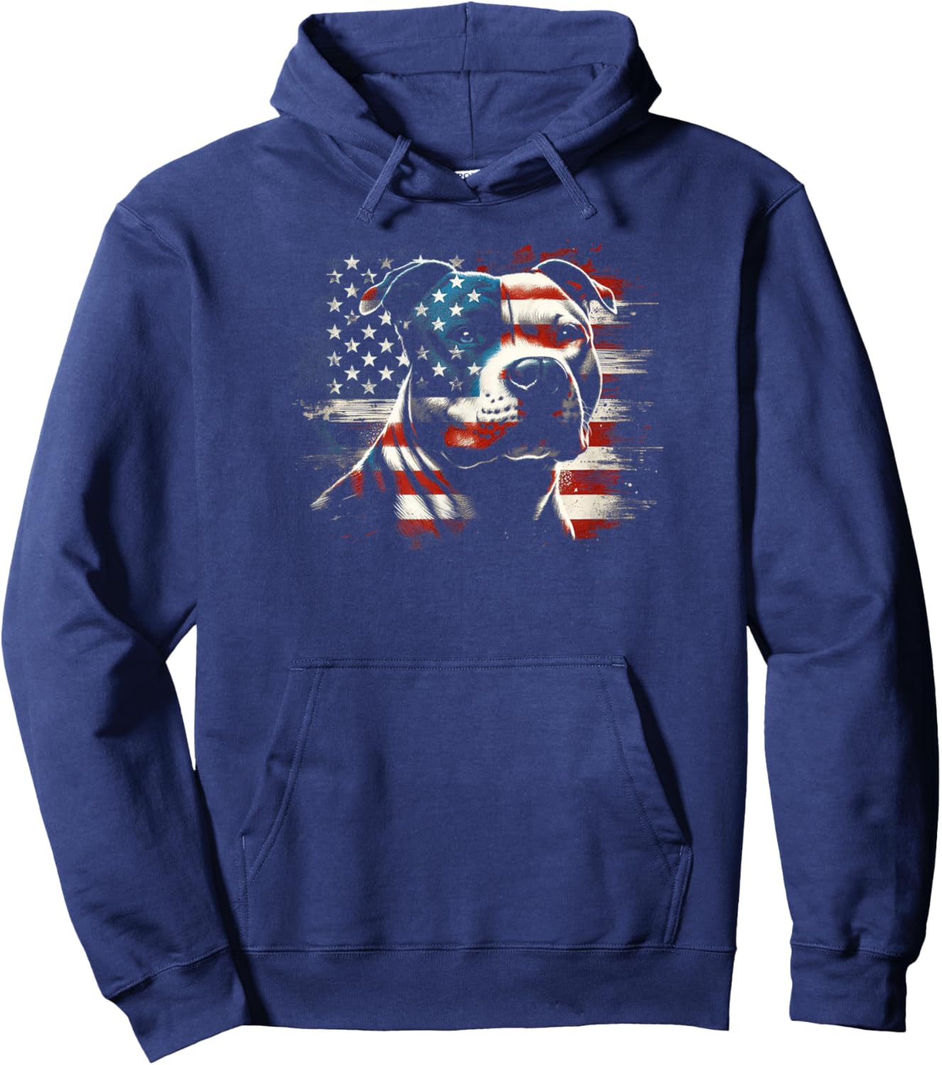 4th Of July American Flag Patriotic Pitbull Terrier Hoodie - Hoodie | Navy
