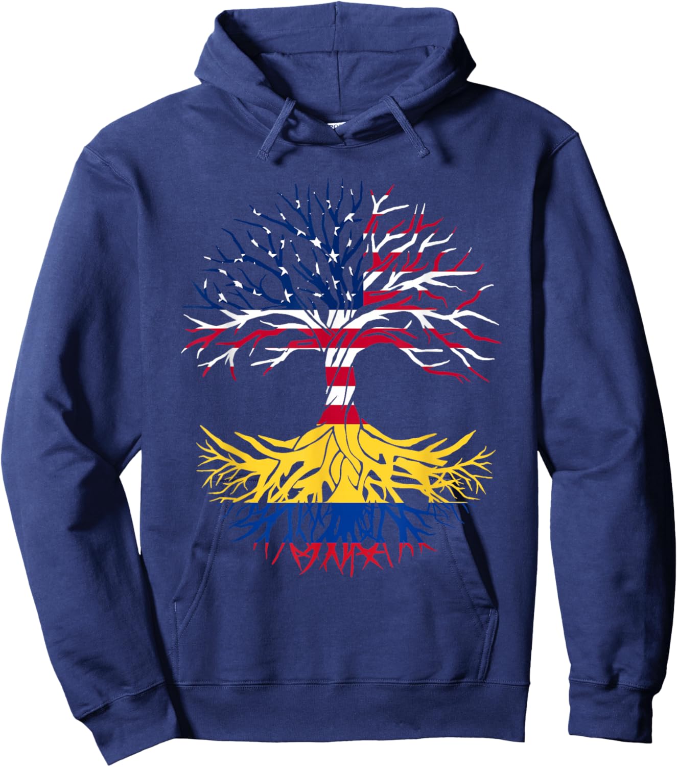 Colombian Roots American Grown Tree Flag USA Colombia Gift Hoodie - Hoodie | Navy