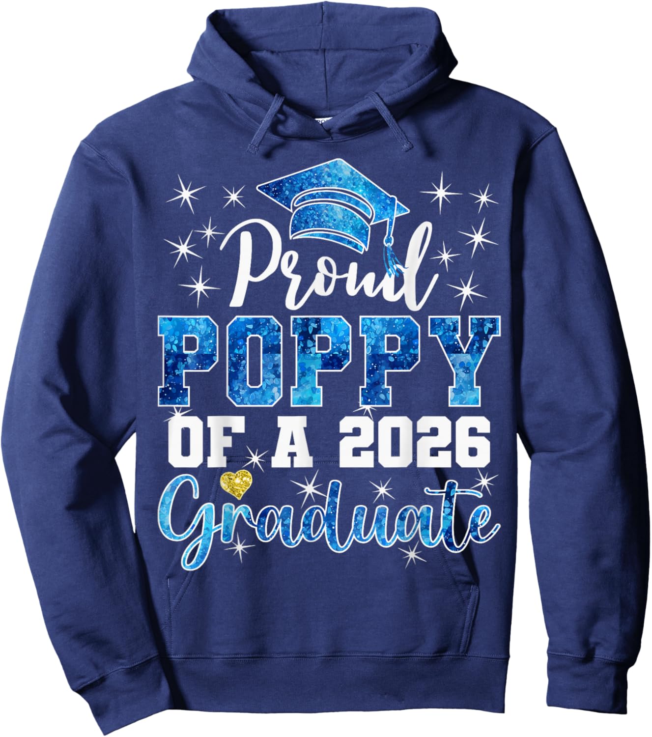 Super Proud Poppy of 2026 Graduate Senior Graduation Family Hoodie - Hoodie | Navy