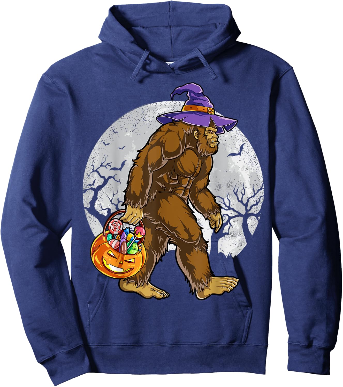 Bigfoot Witch Pumpkin Halloween Girls Women Sasquatch Lovers Hoodie - Hoodie | Navy
