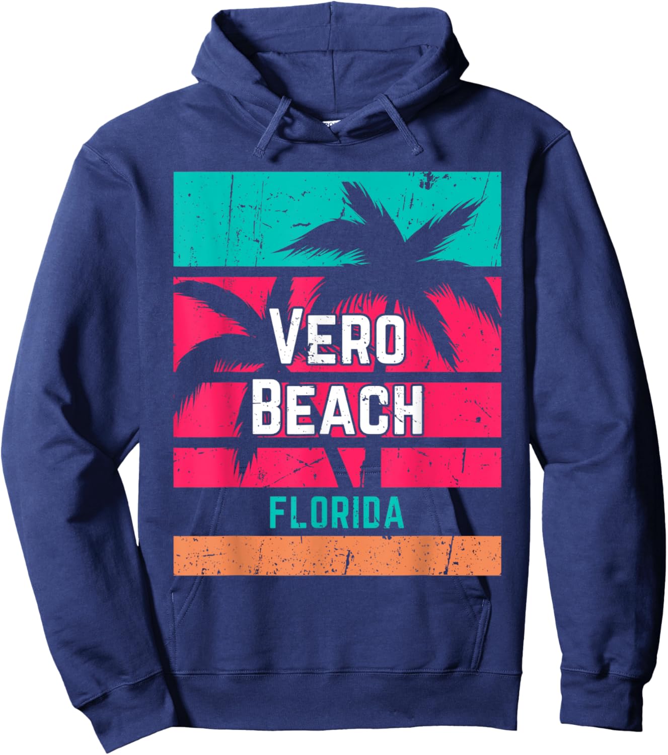 Vero Beach Florida Vacation Souvenir Surfing Vintage Women Hoodie - Hoodie | Navy