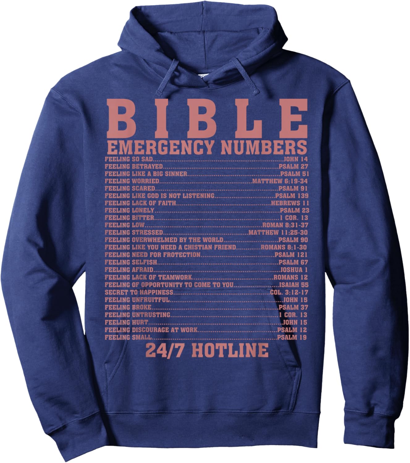 Funny Bible Emergency Numbers Gift Men Women Cool Christian Hoodie - Hoodie | Navy