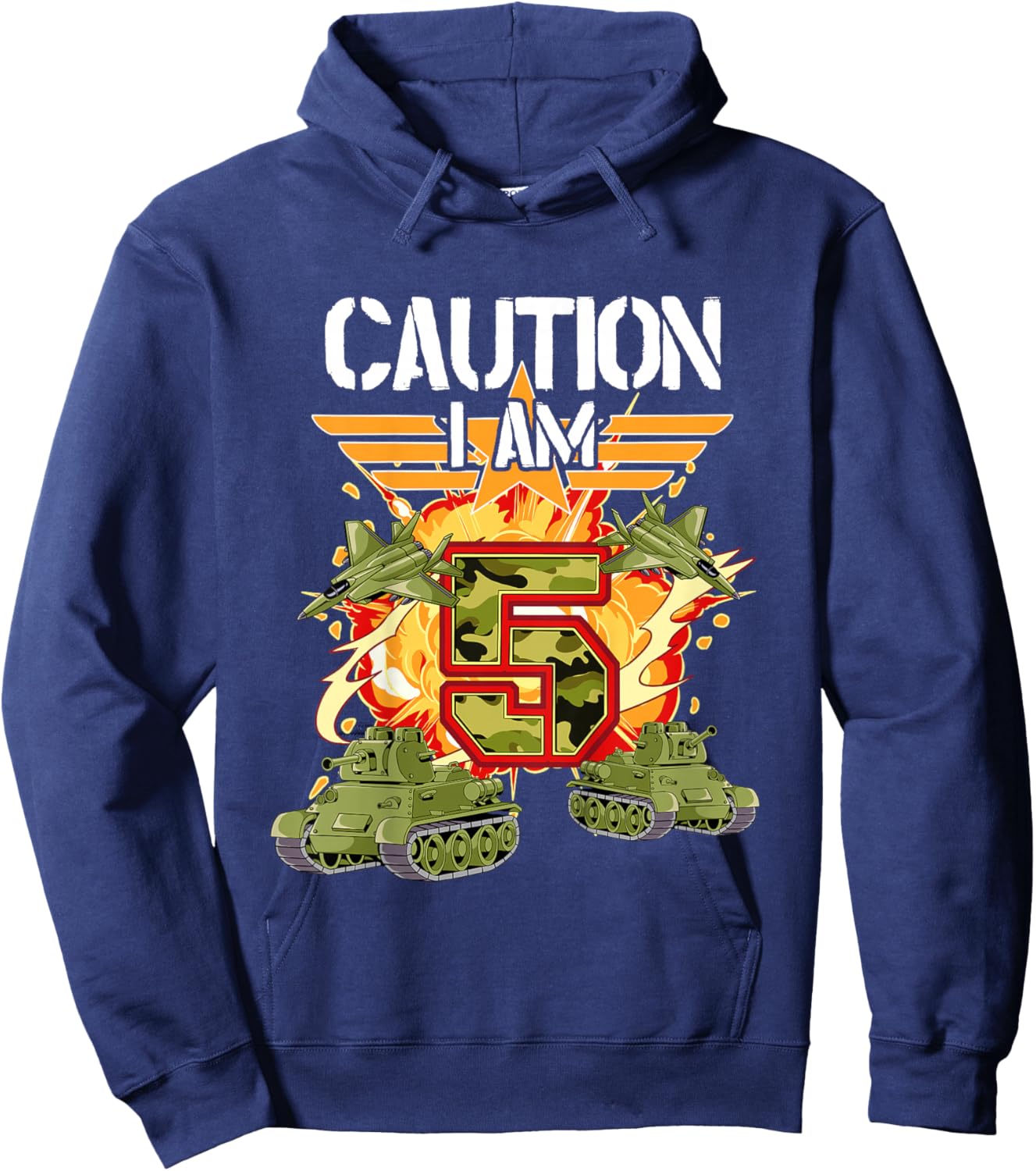 Kids 5th Birthday Army Hoodie - Hoodie | Navy
