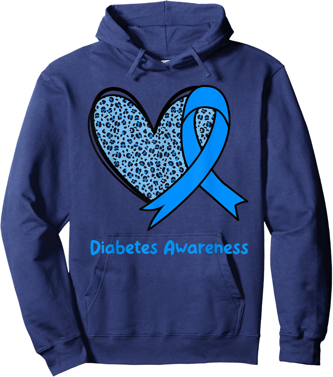 In November We Wear Blue Diabetes Awareness Leopard Ribbon Hoodie - Hoodie | Navy