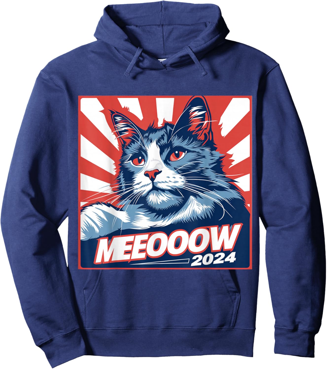 Meow 2024 Funny Kamala Harris Election Cat Lady Crazy Kitty Hoodie - Hoodie | Navy