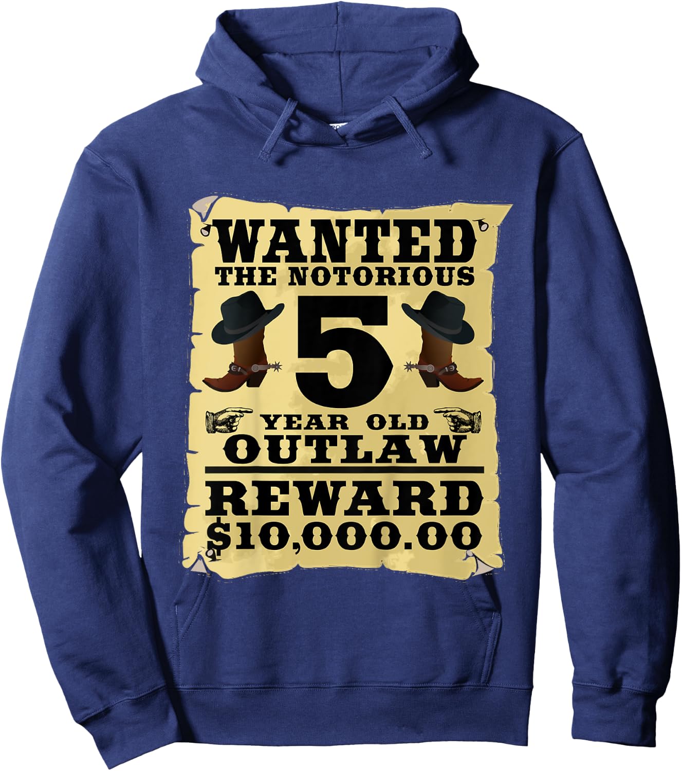Kids 5 Year Old Cowboy Birthday Party Wild West Western 5th Gift Hoodie - Hoodie | Navy