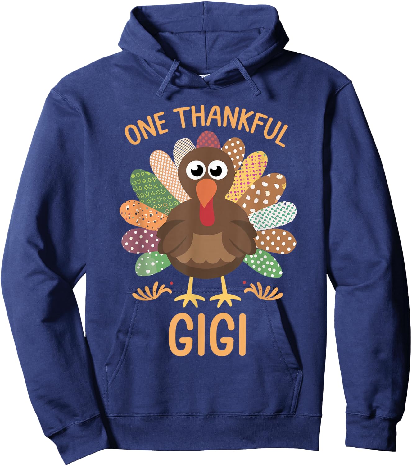 Thanksgiving Turkey - One Thankful Gigi Hoodie - Hoodie | Navy