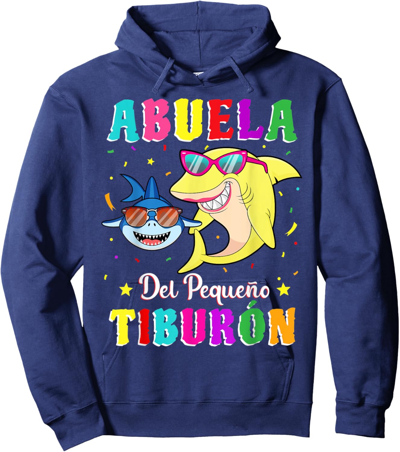 Abuela del Pequeño Tiburón nieto cumpleaños tiburón Hoodie - Hoodie | Navy