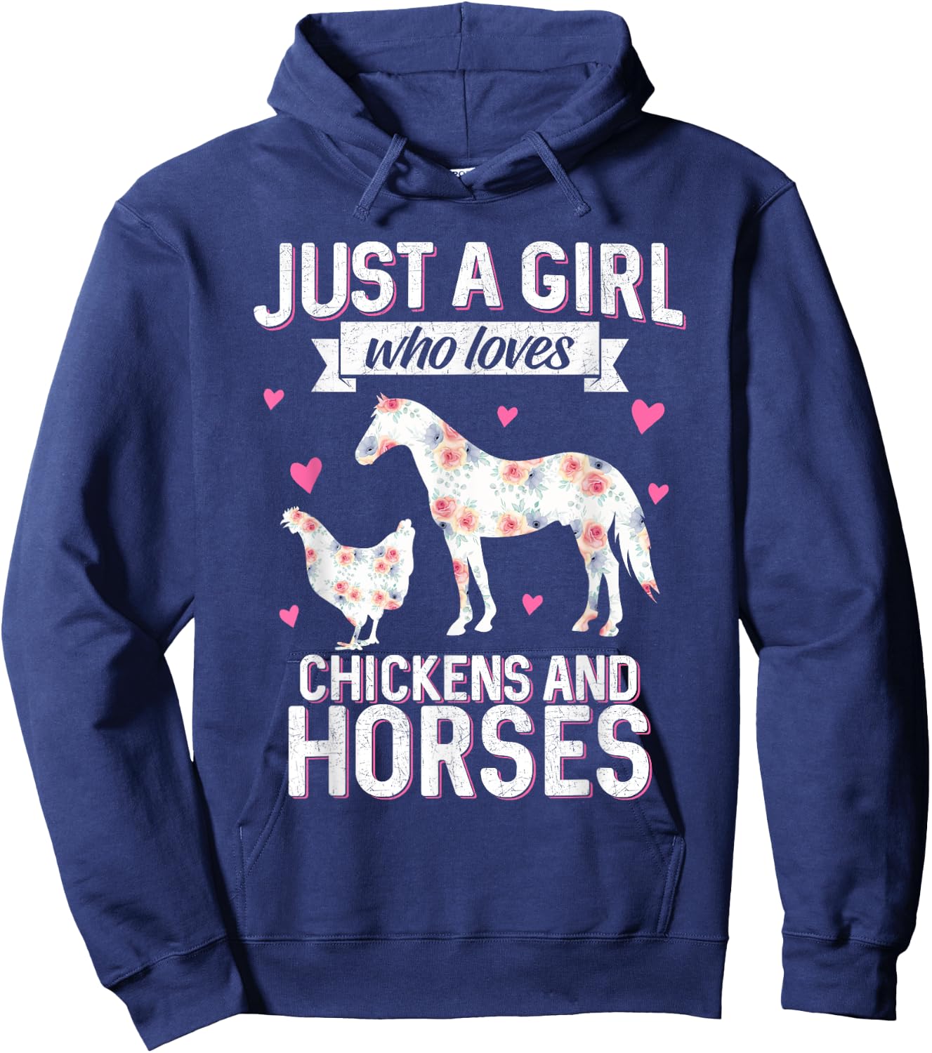 Just A Girl Who Loves Chickens Horse Lover Women Farmer Hoodie - Hoodie | Navy
