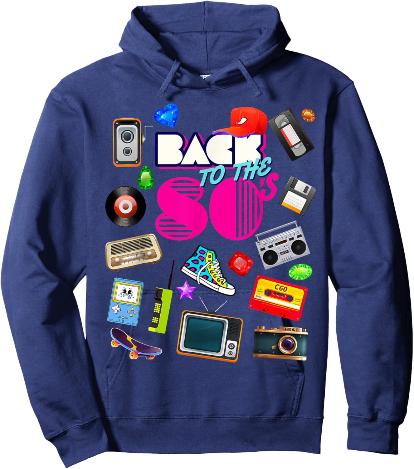 Back To 80's Vintage Retro I Love 80's Graphic Design Hoodie - Hoodie | Navy