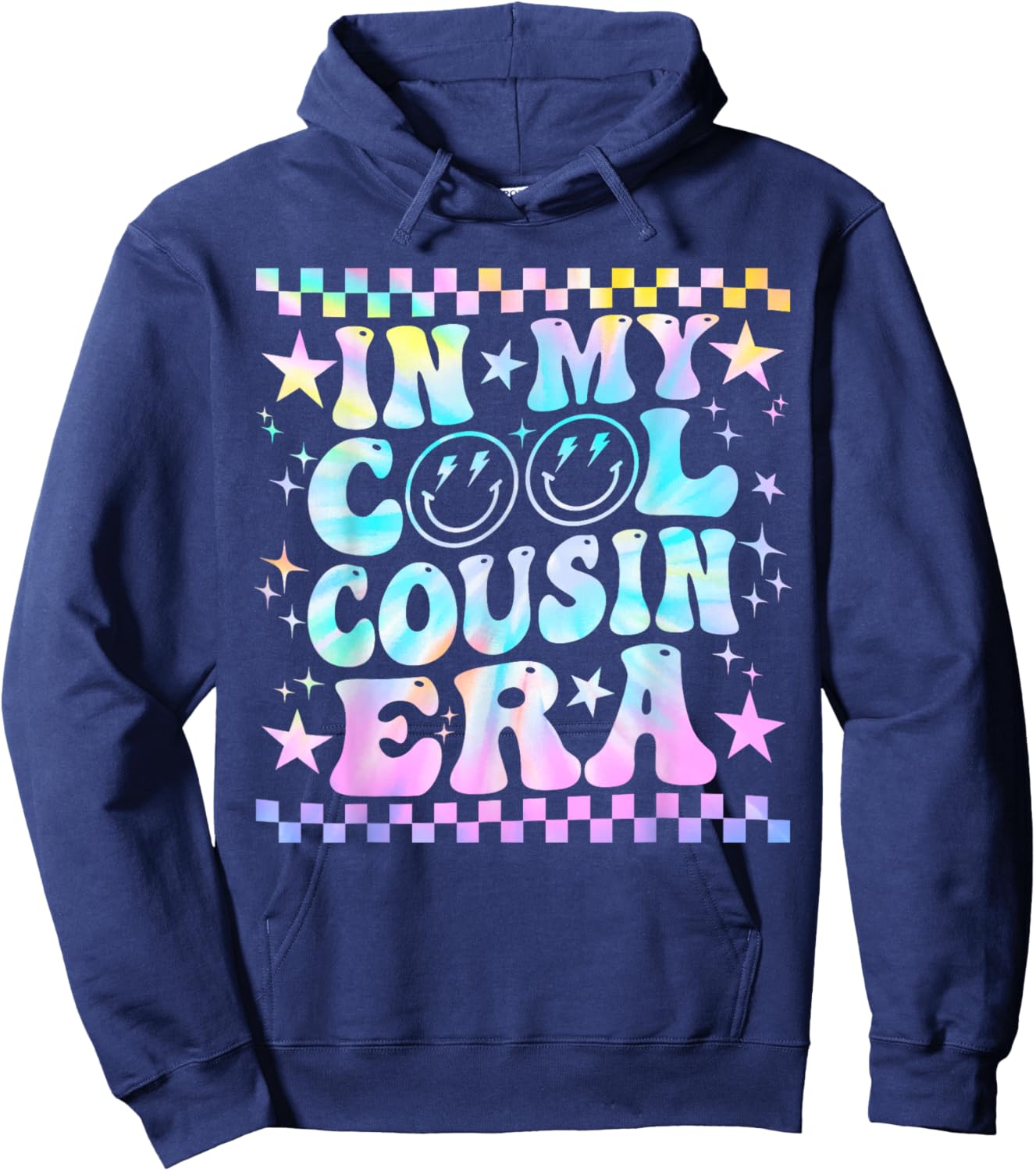 Tie Dye Groovy In My Cool Cousin Era Funny Family Hoodie - Hoodie | Navy
