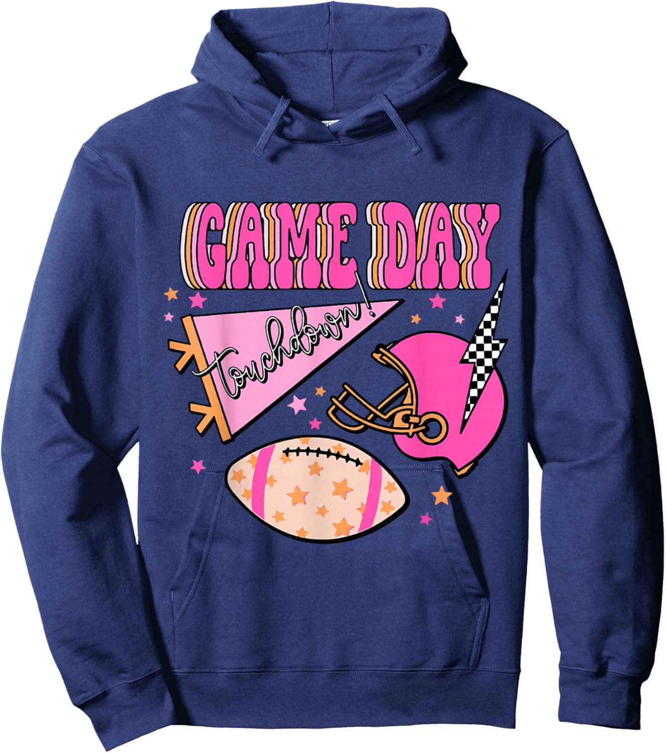 Football Shirt Preppy Football Season Hoodie - Hoodie | Navy