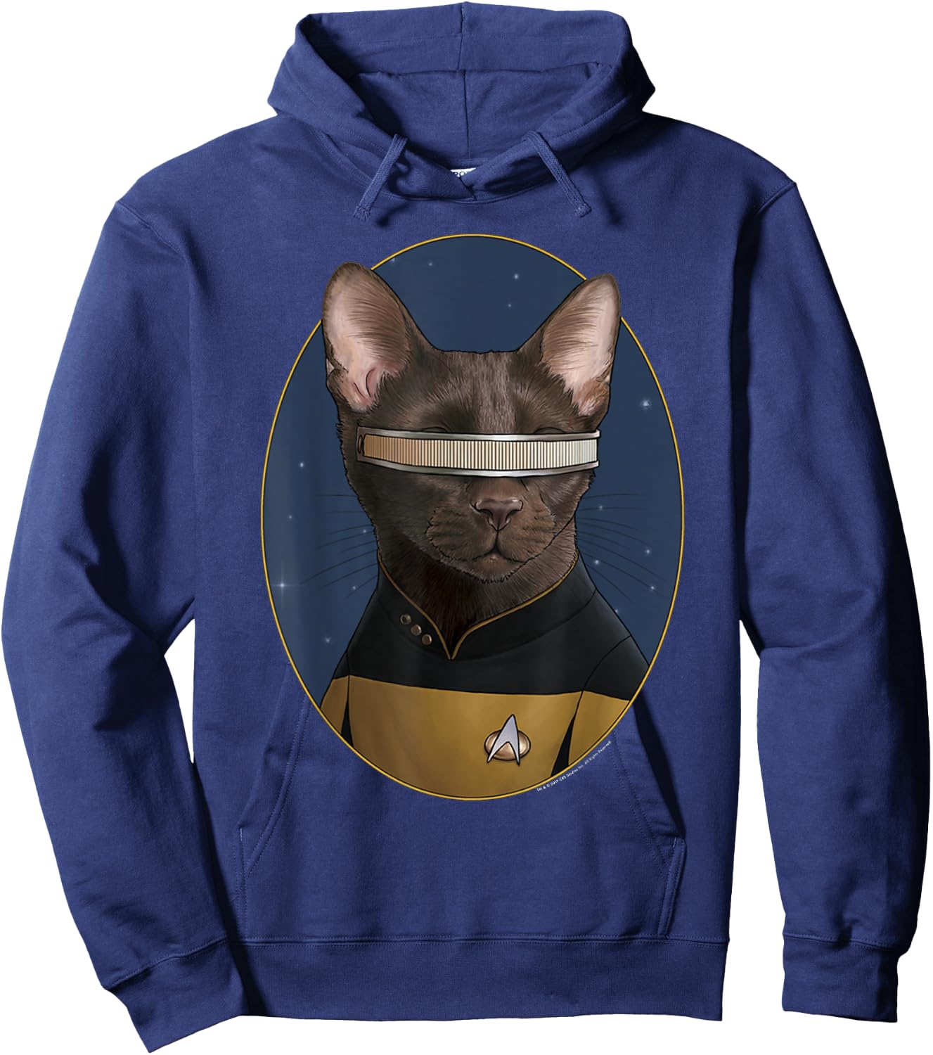 Star Trek: The Next Generation Geordi La Forge Cat Portrait Hoodie - Hoodie | Navy
