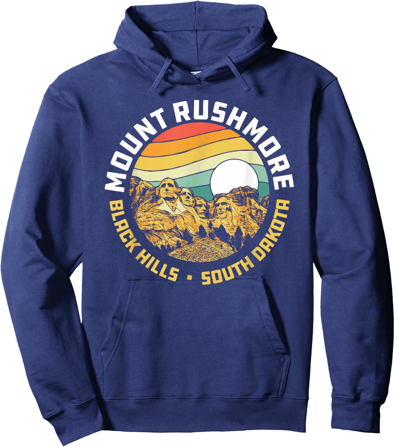 Retro Mount Rushmore National Memorial Vintage 80s Graphic Hoodie - Hoodie | Navy