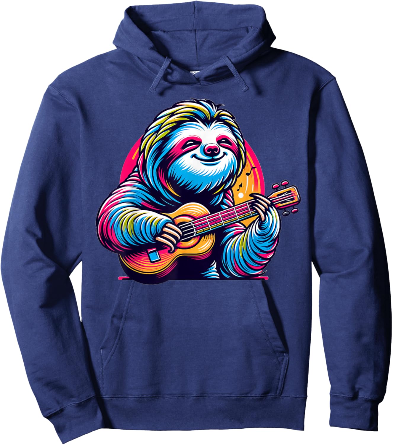 Cute Sloth Playing Guitar Sloths Musician Music Hoodie - Hoodie | Navy