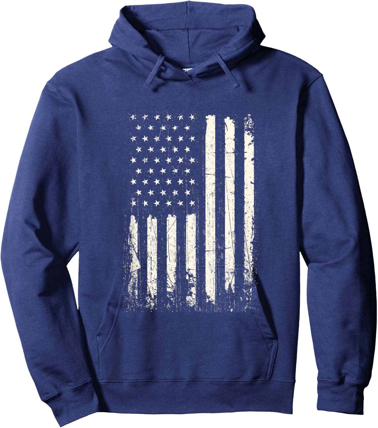 Vertical American Flag American Flag Distressed Men Hoodie - Hoodie | Navy