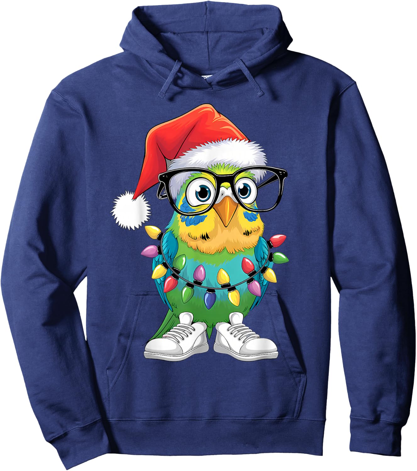 Groovy Xmas Budgie Birds Lover Christmas Parakeet Budgie Hoodie - Hoodie | Navy