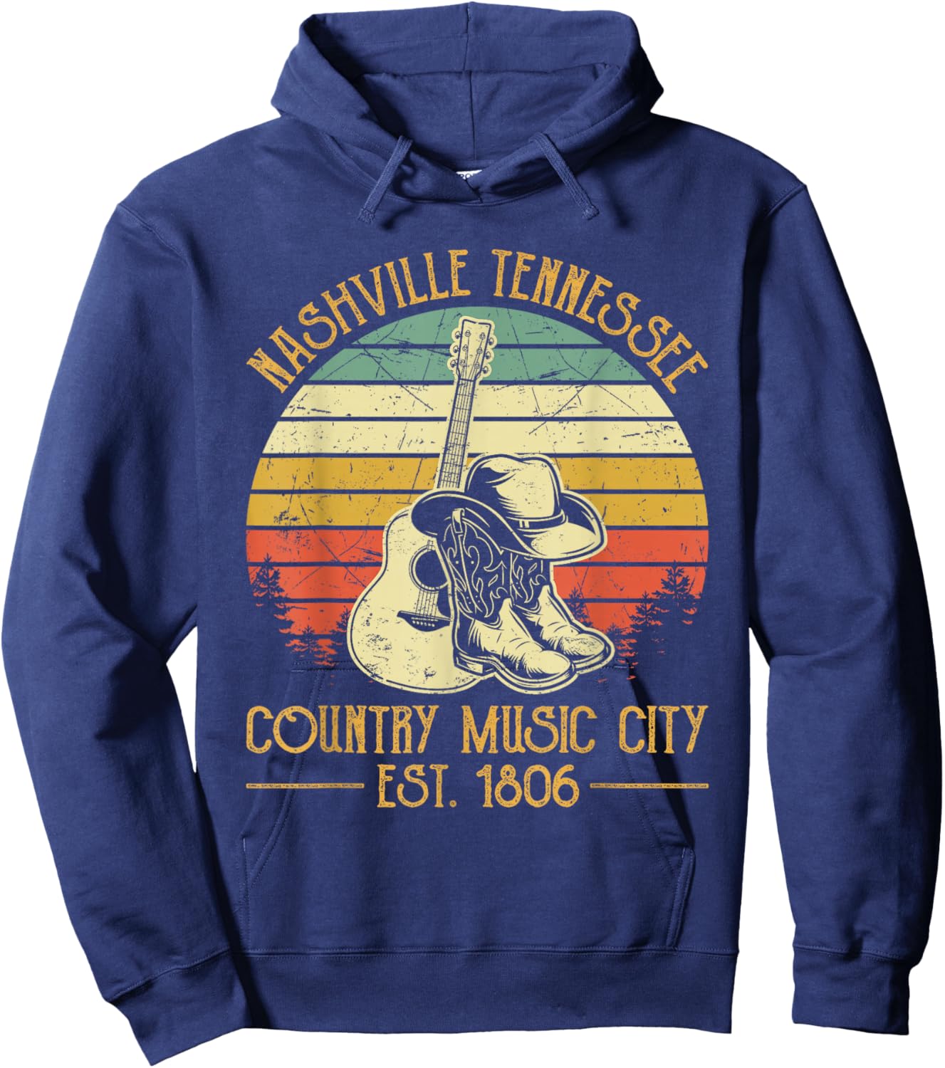 Guitar Guitarist Nashville Tennessee Country Music City Hoodie - Hoodie | Navy