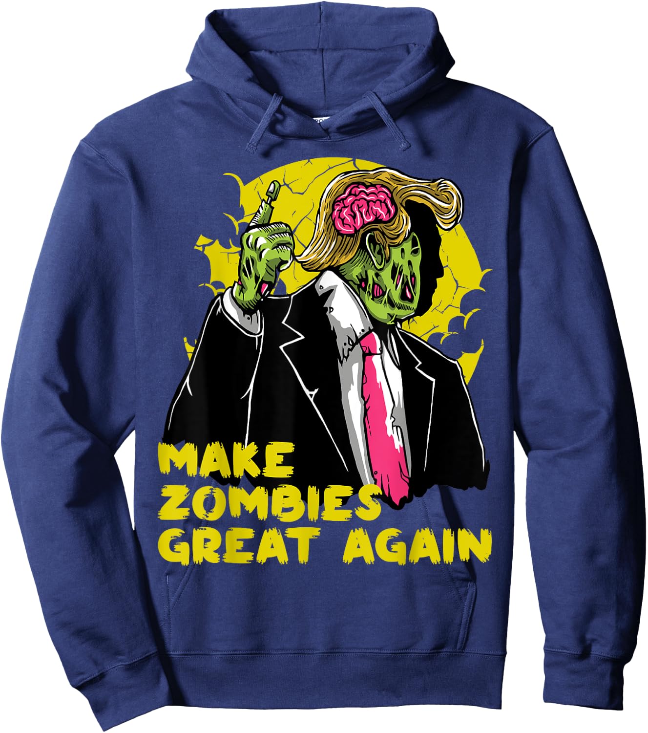 Make Zombies Great Again Funny Trump Zombie Costume Shirt Hoodie - Hoodie | Navy