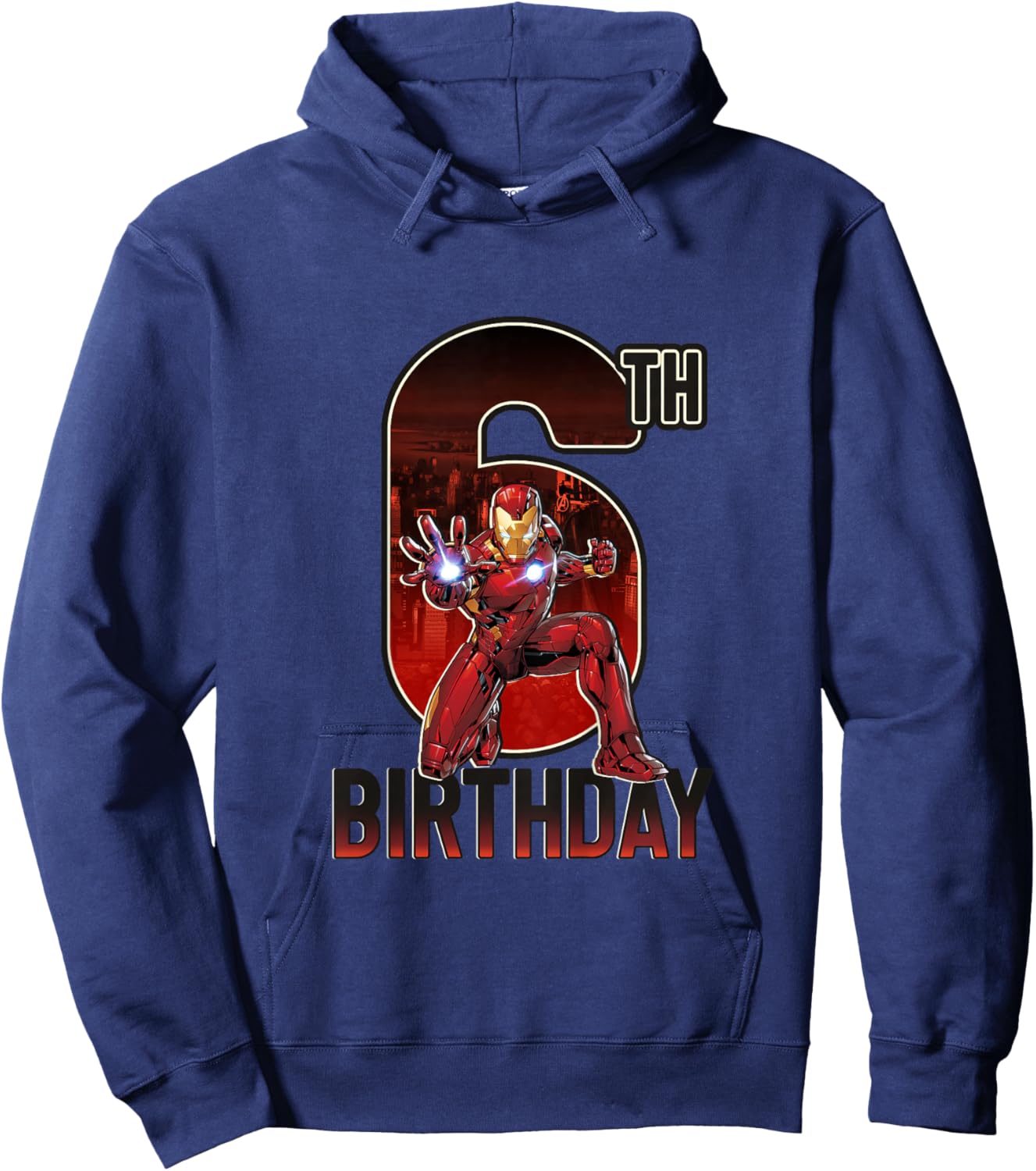 Kids Marvel Avengers Classic Iron Man Super 6th Birthday Hoodie - Hoodie | Navy
