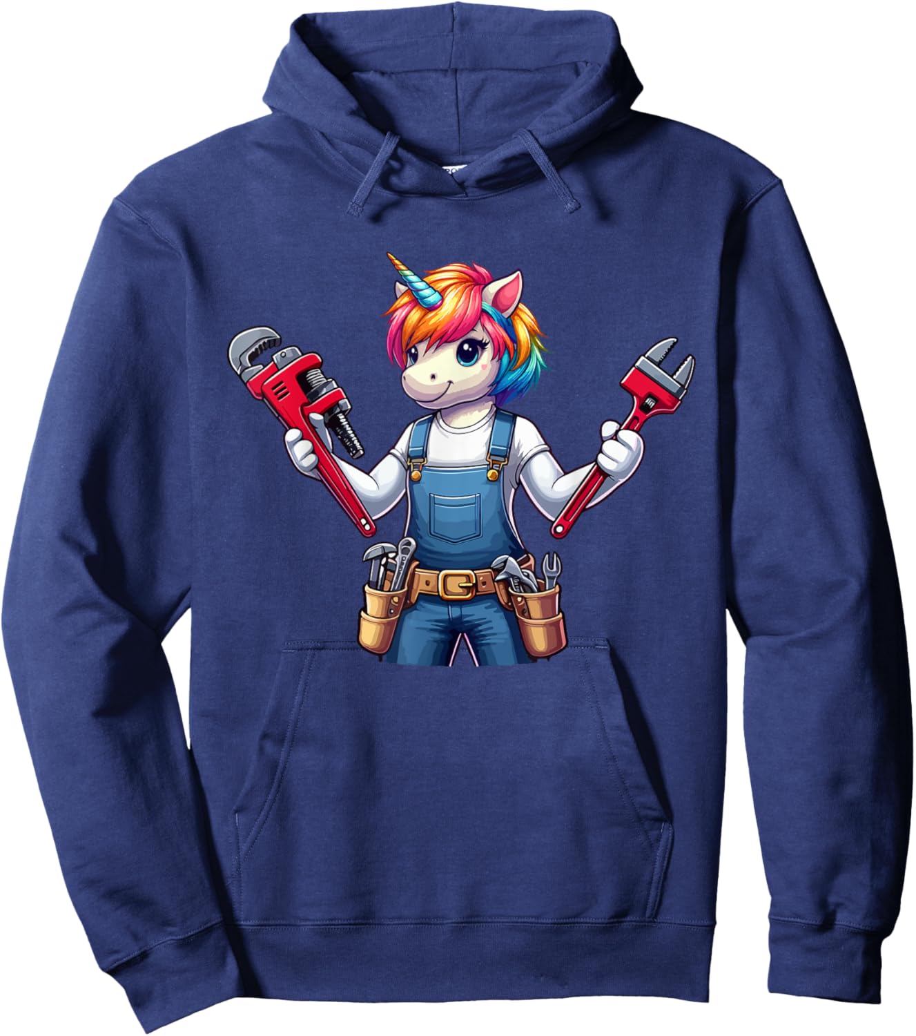 Plumber Job Matching Team Costume Colorful Unicorn Lover Hoodie - Hoodie | Navy
