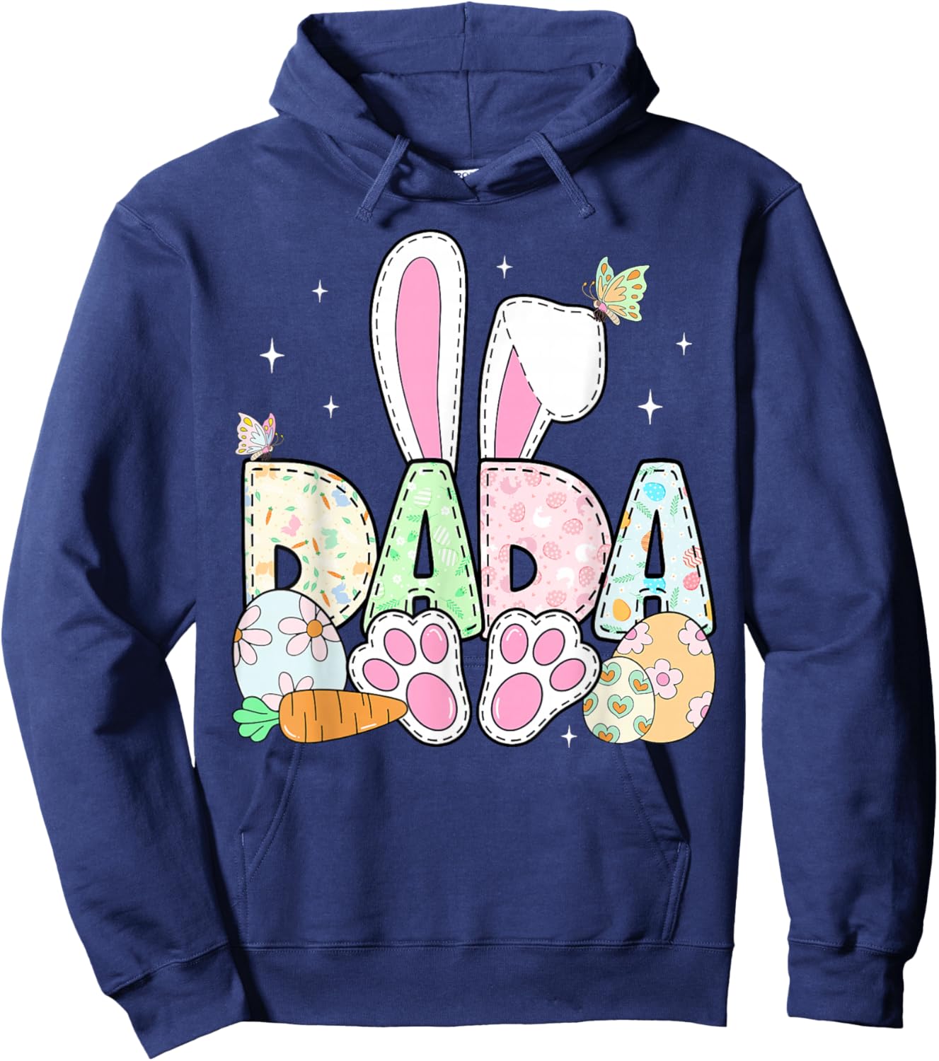 Easter Bunny Dada Spring Eggs Hunting Family Matching Easter Hoodie - Hoodie | Navy