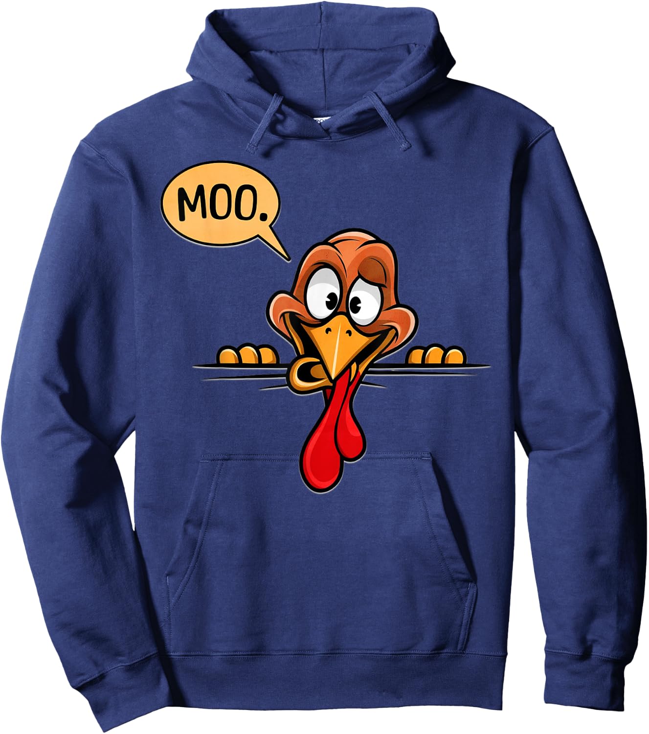 Turkey Moo Funny Thanksgiving Hoodie - Hoodie | Navy