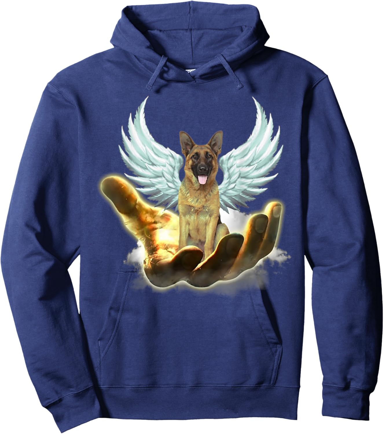 Angel German Shepherd Golden Hand Heaven Wings God Hoodie - Hoodie | Navy