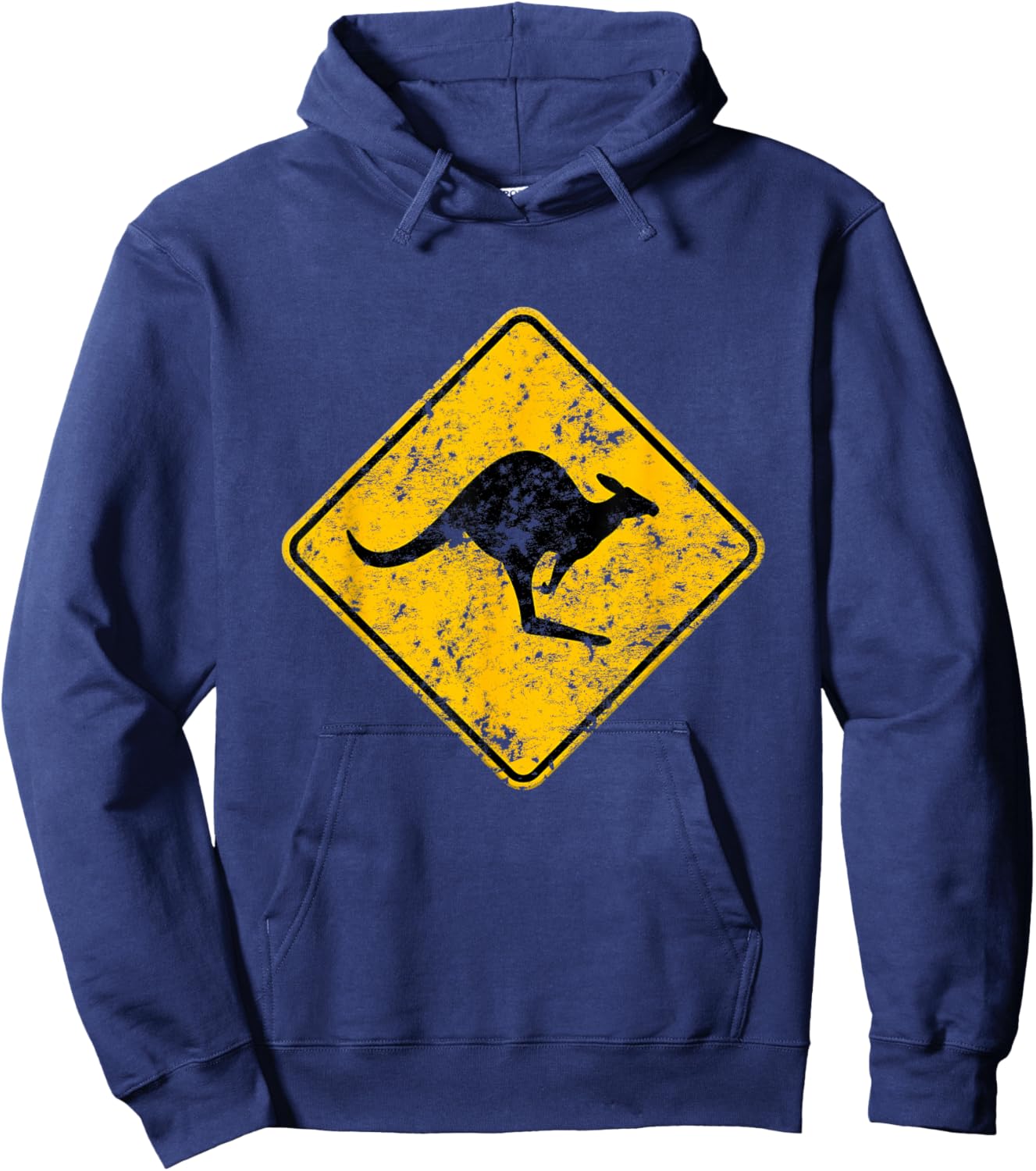 Vintage Kangaroo Road Sign Australia Aussie Roo Adult Kids Hoodie - Hoodie | Navy