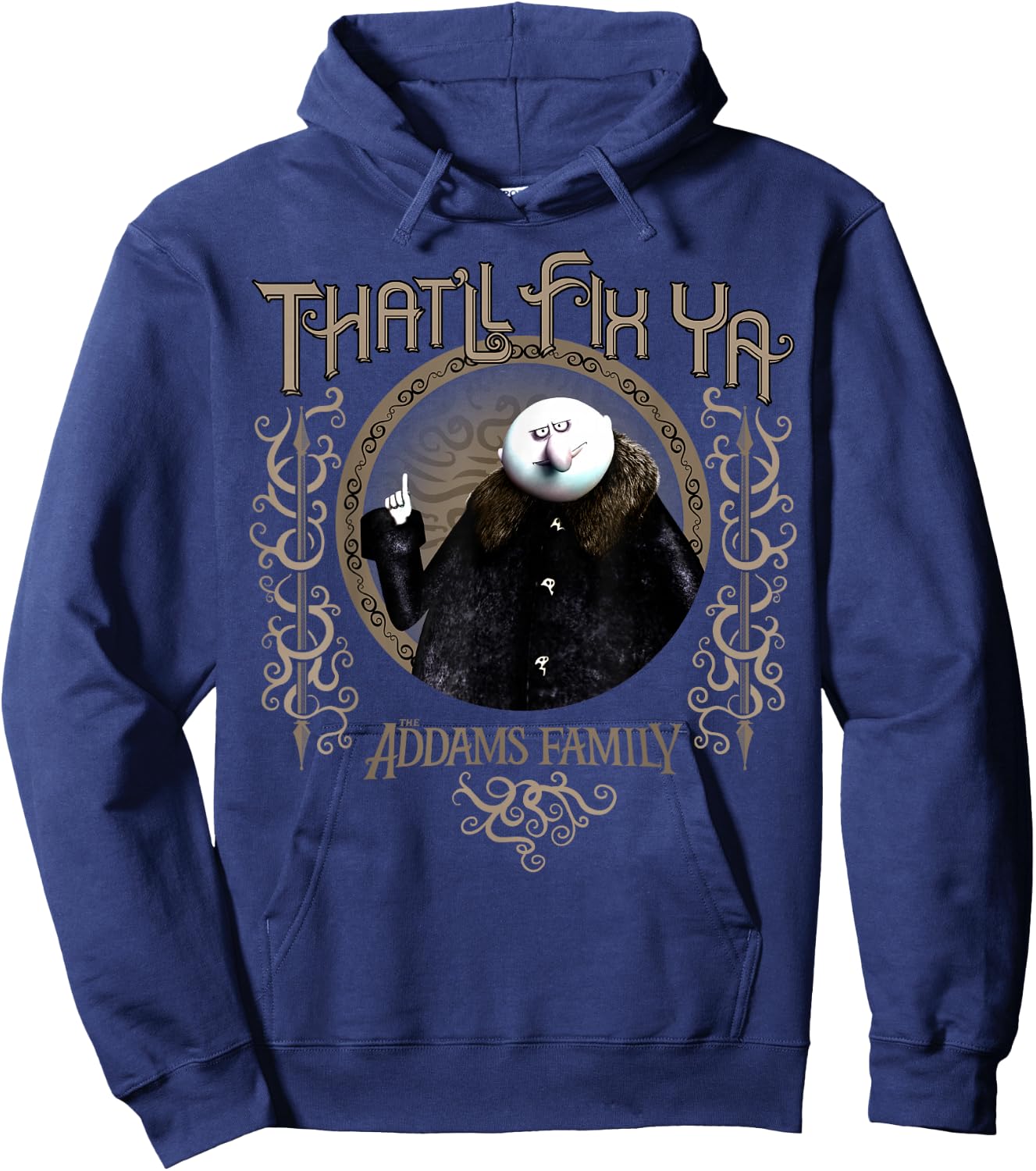 Addams Family Uncle Fester That'll Fix Ya Portrait Hoodie - Hoodie | Navy
