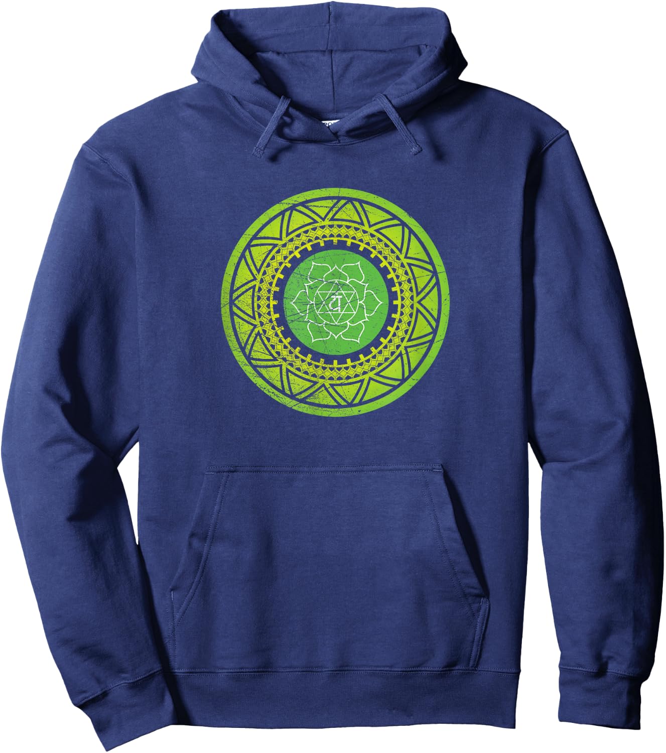 Sacred Geometry Heart Chakra Anahata Yoga Meditation Goa Psy Hoodie - Hoodie | Navy