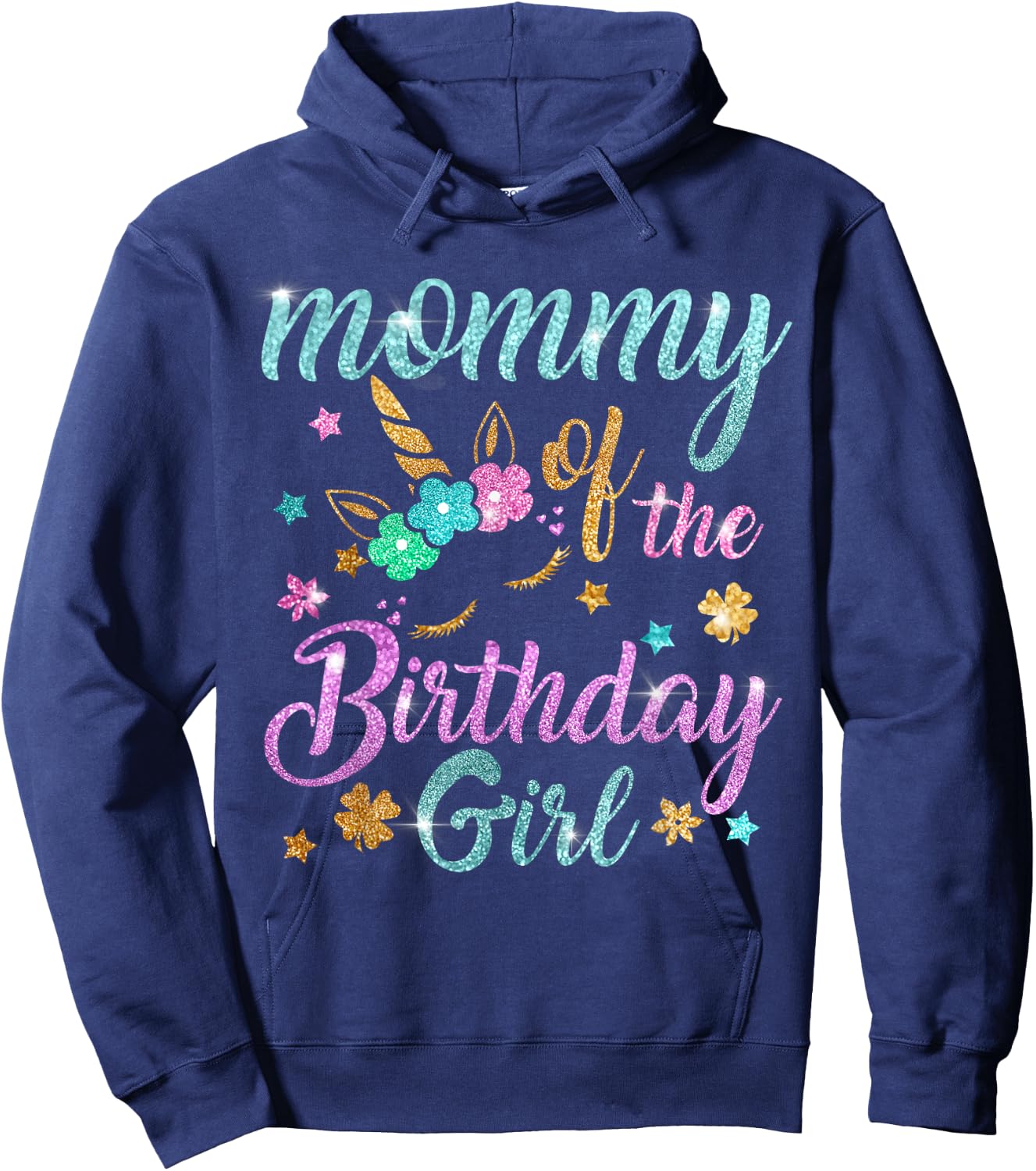 Mommy of the Birthday Girl Unicorn Hoodie - Hoodie | Navy