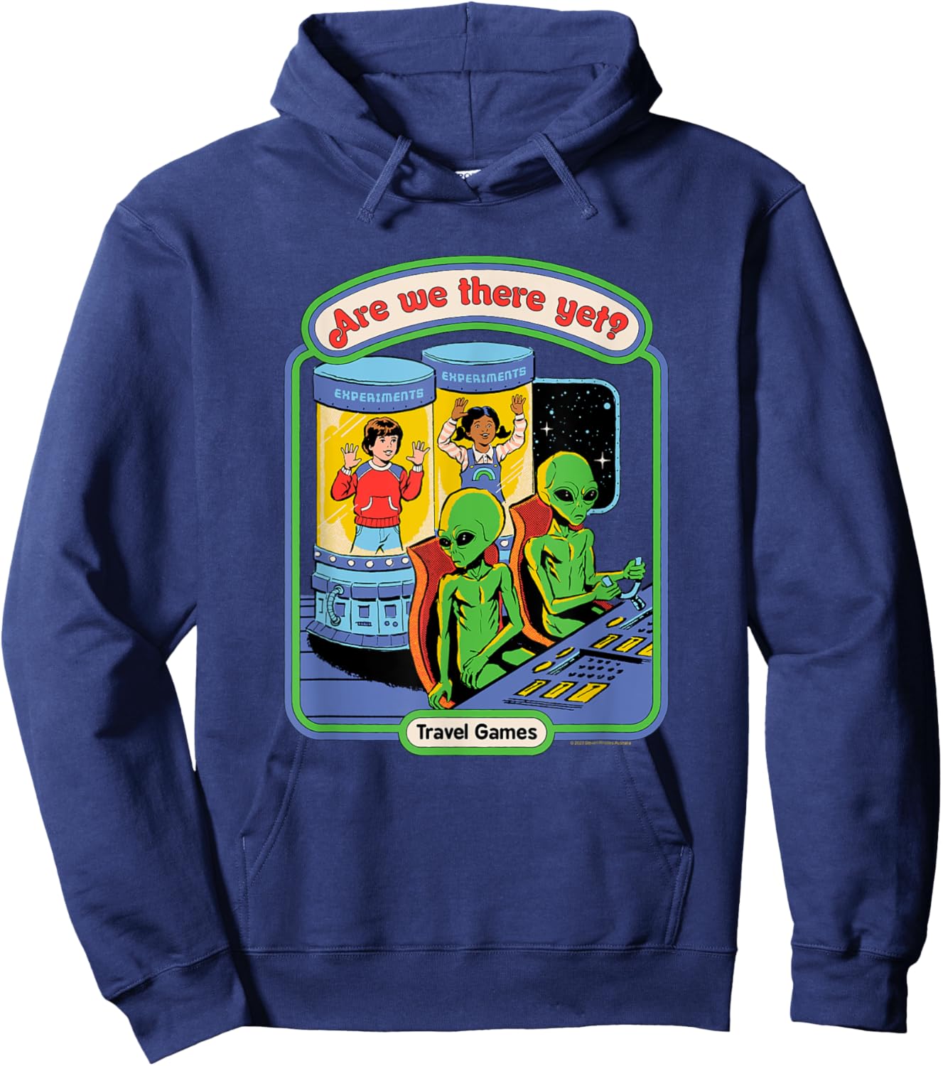 Steven Rhodes are We There Yet? Alien Games Retro Dark Humor Hoodie - Hoodie | Navy
