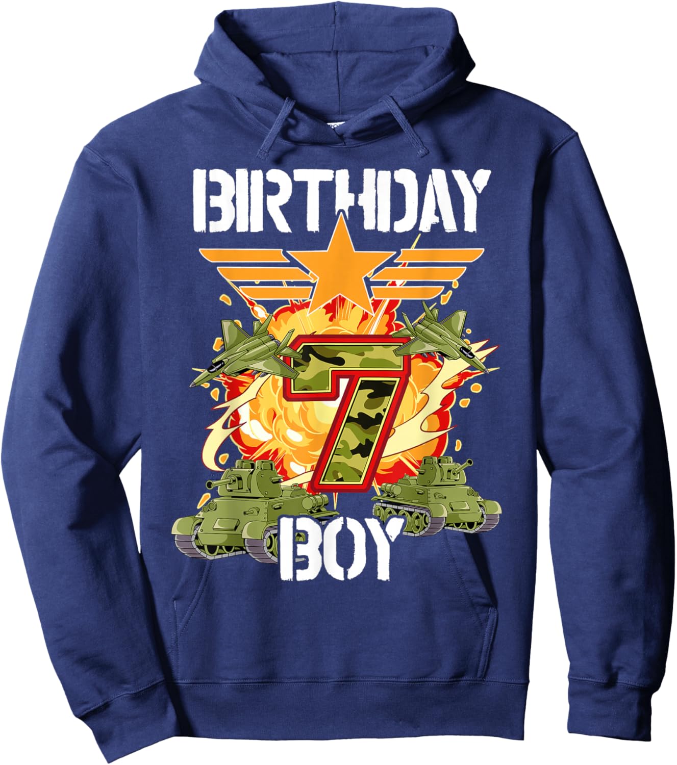 7th Birthday Army Hoodie - Hoodie | Navy