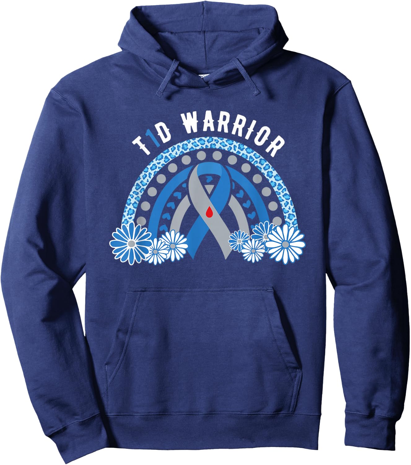 T1D Warrior Diabetes Awareness Type 1 Diabetes Warrior Hoodie - Hoodie | Navy