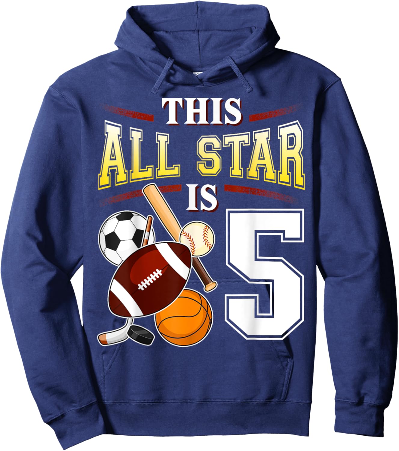 This All Star is 5 Years Old Gift Kids 5th Birthday Hoodie - Hoodie | Navy