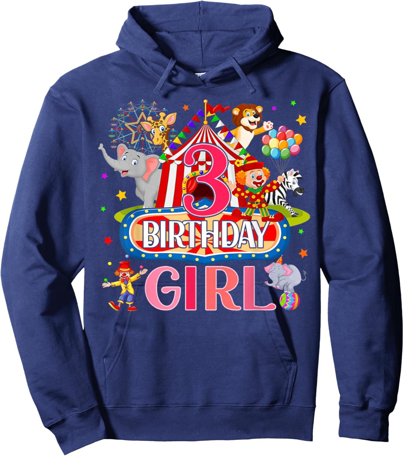 3rd Birthday For Girl Ringmaster Circus Carnival Family Bday Hoodie - Hoodie | Navy