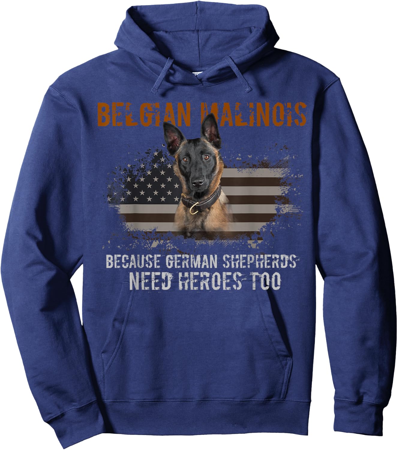 Belgian Malinois American Flag Funny Dog Gift Hoodie - Hoodie | Navy