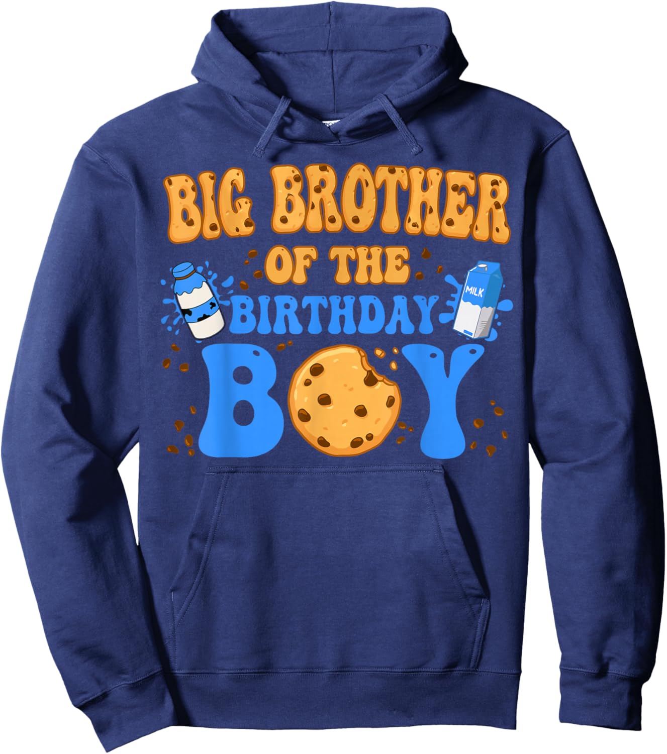 Big Brother Of The Birthday Boy Milk and Cookies Lover Hoodie - Hoodie | Navy