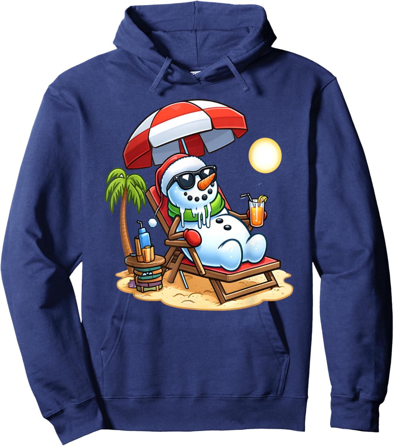 Christmas in July Funny Snowman Summer Fun Beach Holiday Hoodie - Hoodie | Navy