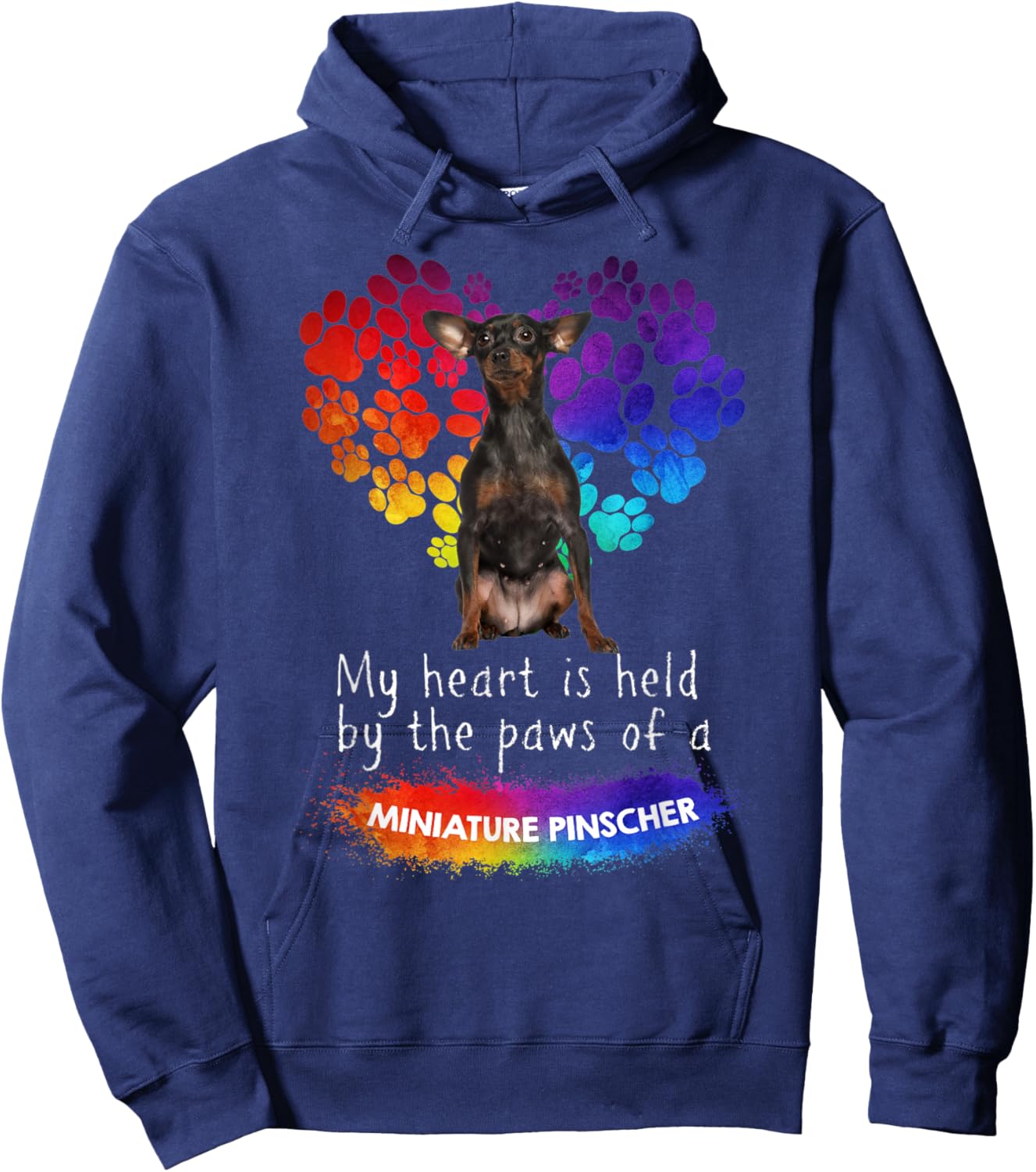 My Heart Is Held By The Paws Of A Miniature Pinscher Hoodie - Hoodie | Navy