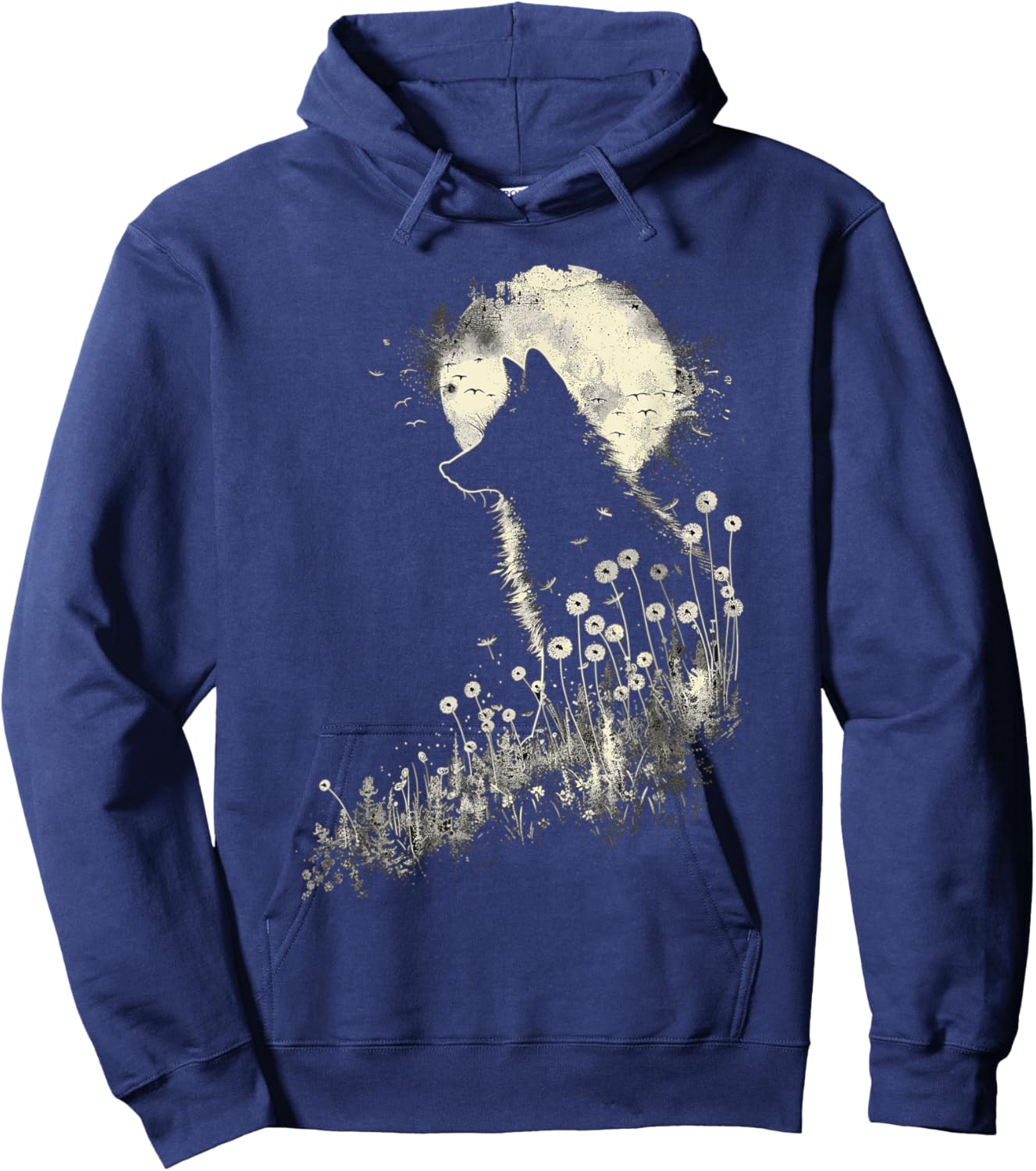 Fox Dandelion Wildlife Foxes Nature Art Hoodie - Hoodie | Navy